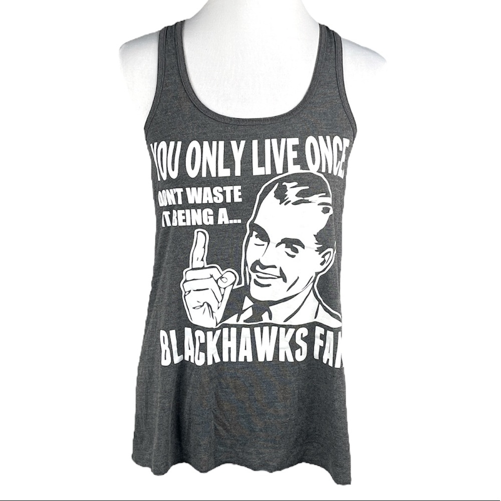 Bella’s Canvas You Only Live Once Razorback Tank Top Gray Size Large